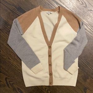 “Journal” Color block Merino Wool Cardigan